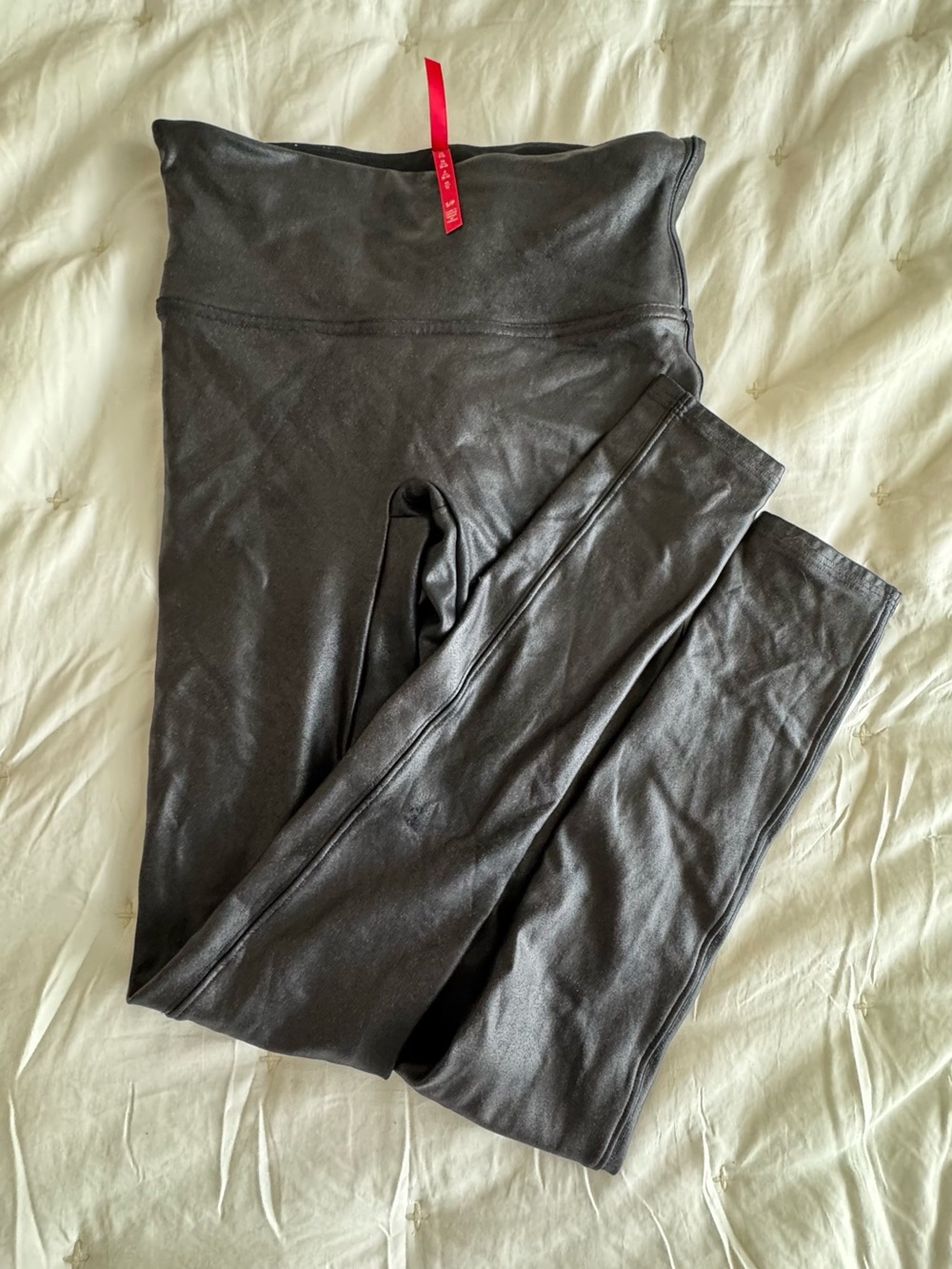 SPANX Black Shiny Faux Leather Leggings